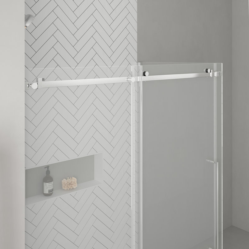 Ensemble de douche coulissante avec porte et base 48 po x 32 po Selby - Noir, H 76,77 po x l 60 po x P 32,01 po