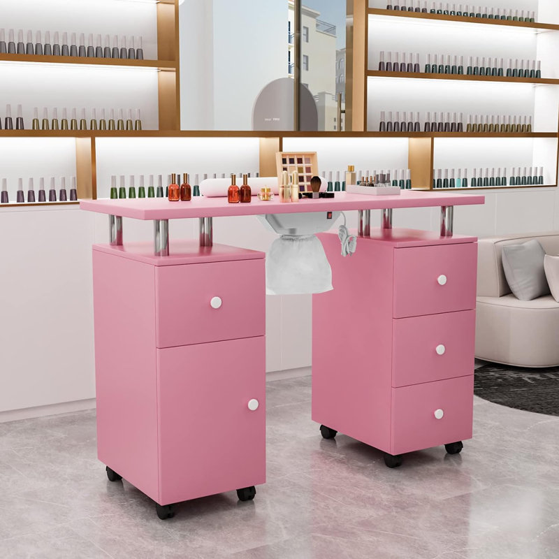 Organisateur de maquillage en bois Nailsworth, Rose