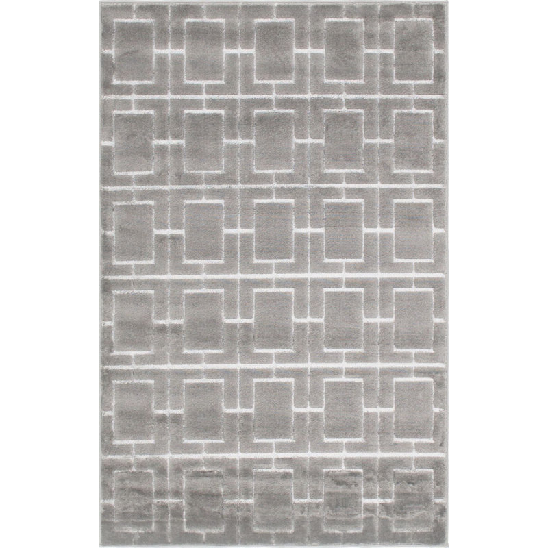 Tapis argenté à motif géométrique Corando, Rectangle 2 pi x 3 pi