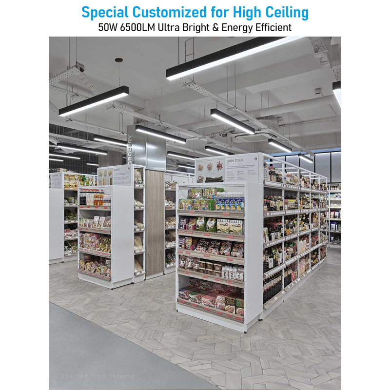4FT 3CCT Linkable LED Linear Light Fixture, 50W 6500LM Ultra Bright Downlight for High Ceiling