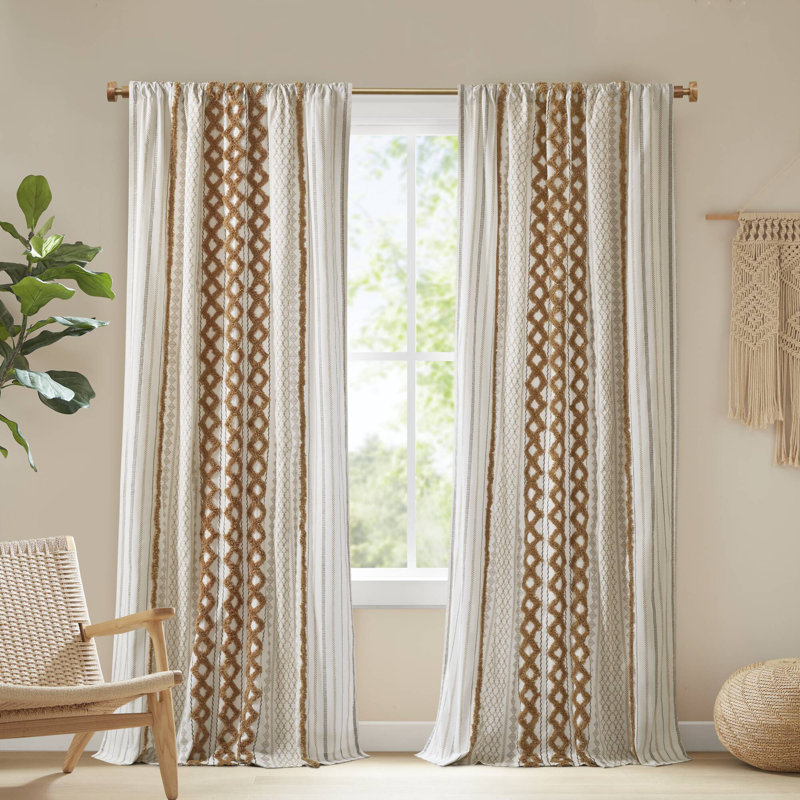 Panneau de rideau simple Boho Imani, L 50 po x L 95 po, Terre cuite