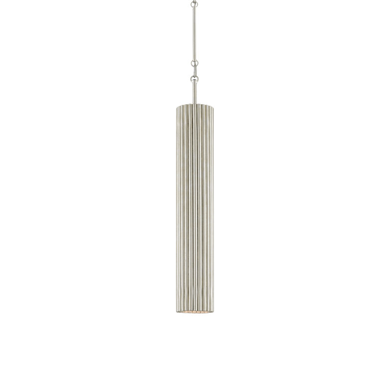 Luminaire suspendu cylindrique à 1 lumière Penfold, Argent contemporain