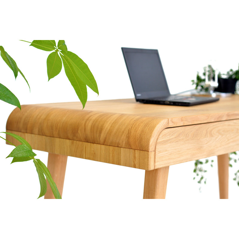 Bureau d'ordinateur à 2 tiroirs Ankur, chêne naturel