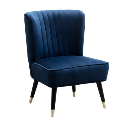 Velvet Upholstered Chair - Dense Foam Padding For Relaxing Stylish Lined Stitching And Curved Look Solid Rubberwood Legs 26" W X 33"H Contemporary Accent With Upholstery Seat