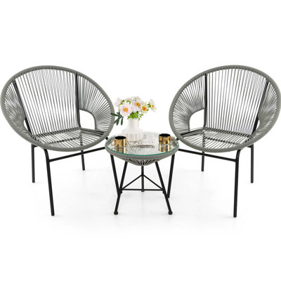 Bayou Breeze 3 Pcs Patio Furniture Set Outdoor Pe Chairs & Table Set For Yard Poolside Garden Turquoise by Bayou Breeze