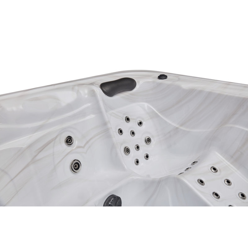 Gray and White 5-Person Luxury Hot Tub with Jets and Ozonator