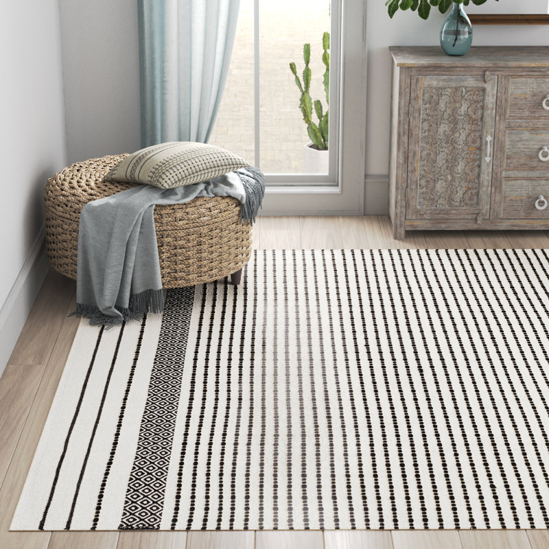 Courtdale Cotton Striped Indoor Rug, Rectangle 8' x 10'