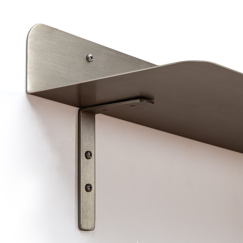 Tablette flottante en métal, H 3 po x l 24 po x P 8 po, Nickel brossé