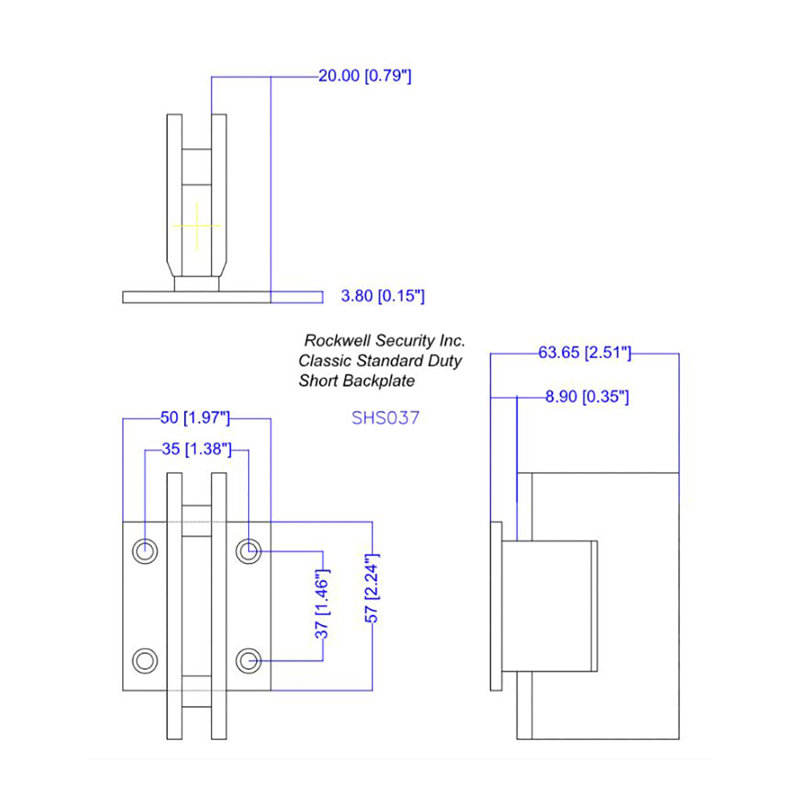 Charnière de douche murale à verre, Nickel brossé