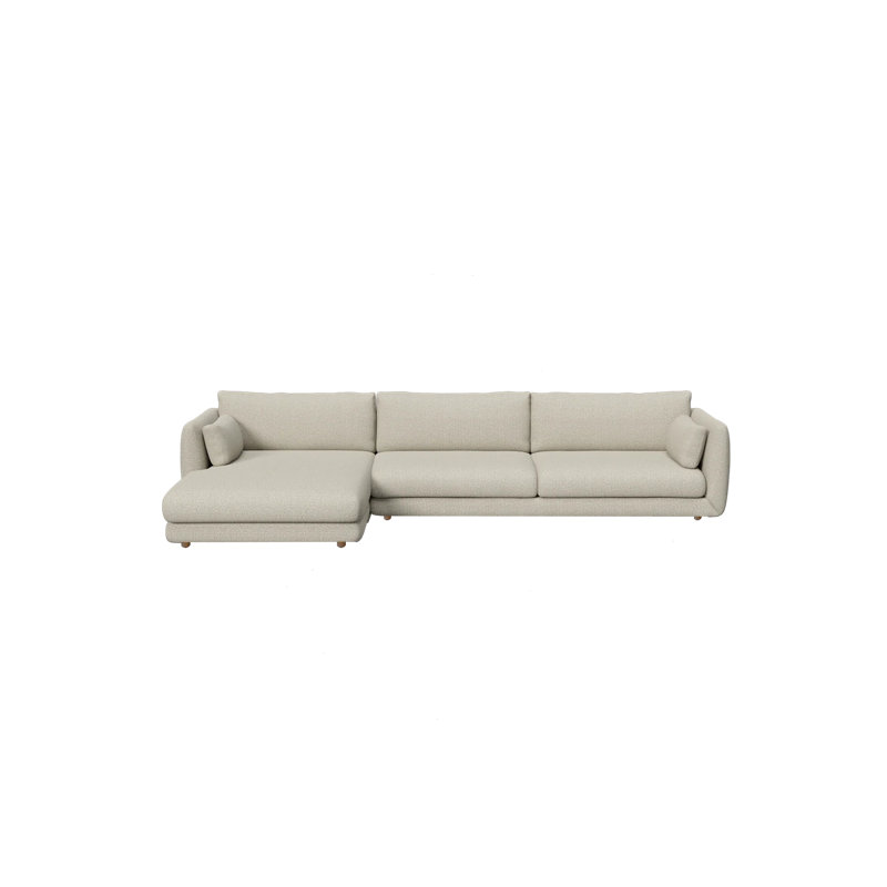 Bloom 2-Seater Sofa W/Chaise Lounge Right & Teak Legs, Light Brown Cane-line Lola, 31.2" H x 143.4" W x 67" D