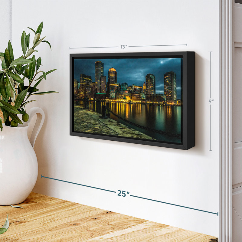 «Boston Skyline At Night Wall Art», H 9 po x l 13 po