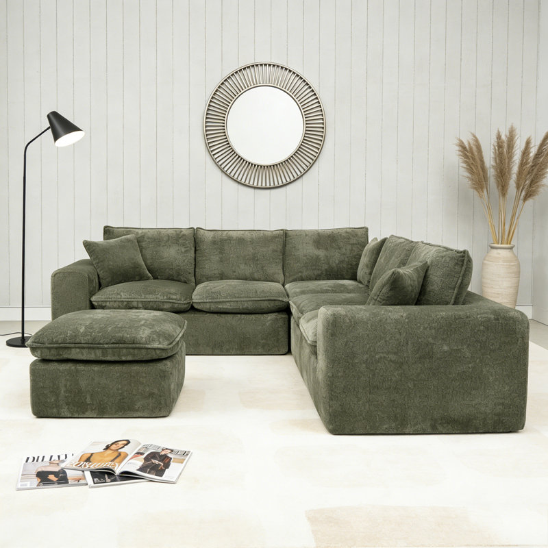 Canapé modulaire en L 107 po, Vert, 6