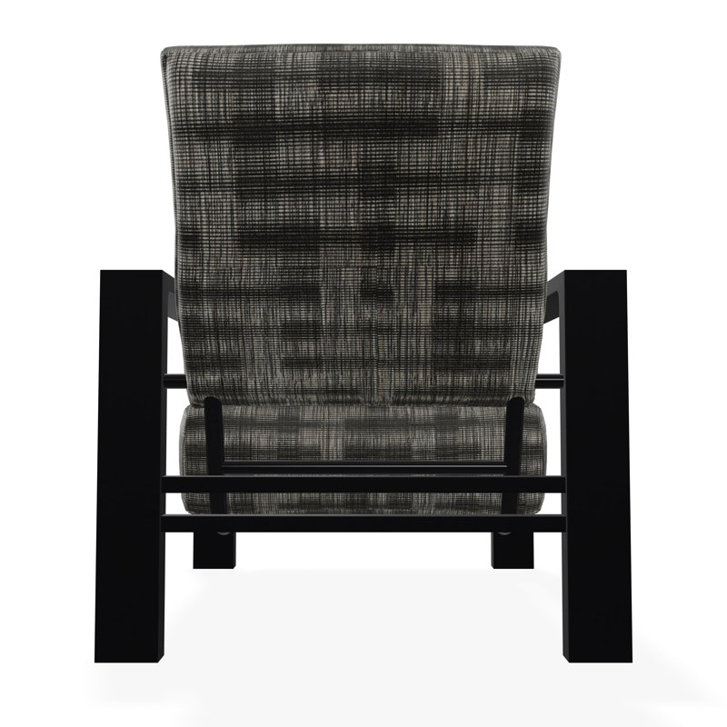Larssen Deep Seating Cushion Arm Chair, Black, Illusion Plaid Onyx