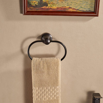 Anneau à serviettes ovale en bronze, porte-serviette mural, accessoire de salle de bain en acier inoxydable bronze huilé