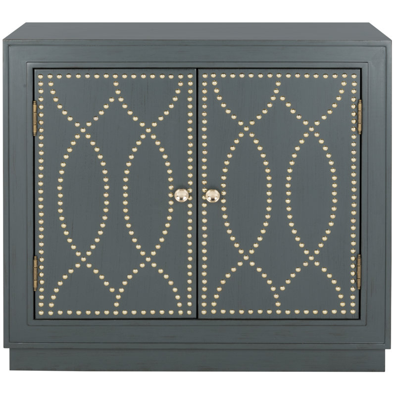 Studded Accent Cabinet, Steel Teal