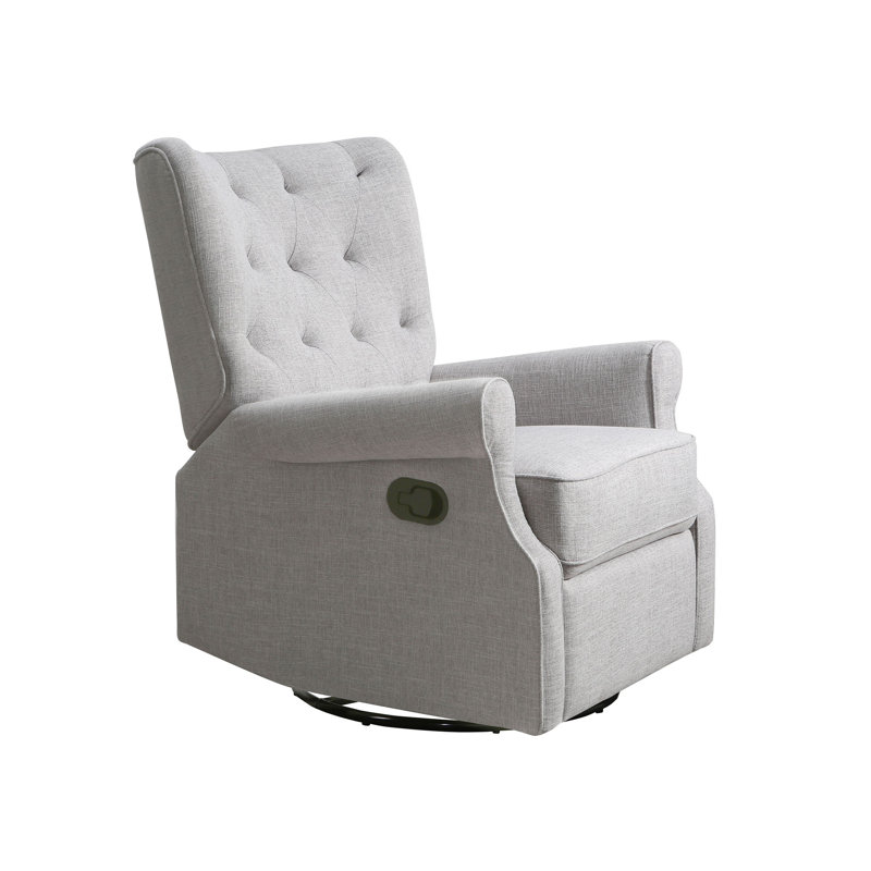Alice Wingback Swivel Recliner, Gray Linen