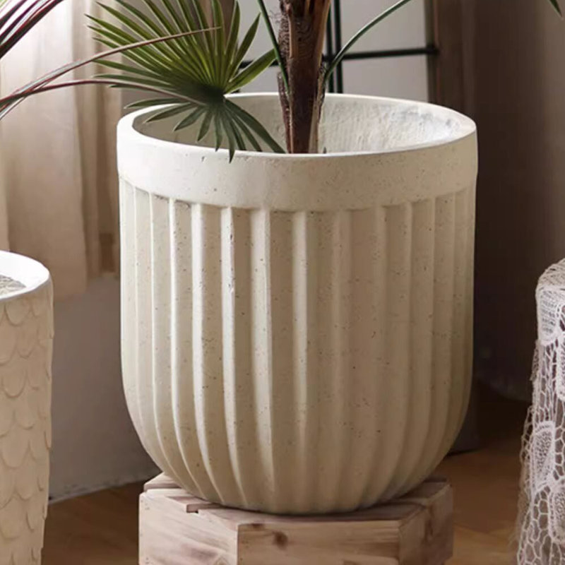 Nordic Vertical Stripe Flower Pot, 9" H x 8.6" W x 8.6" D