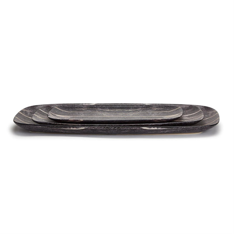 Ensemble de 3 plateaux de service en simili bois et céramique