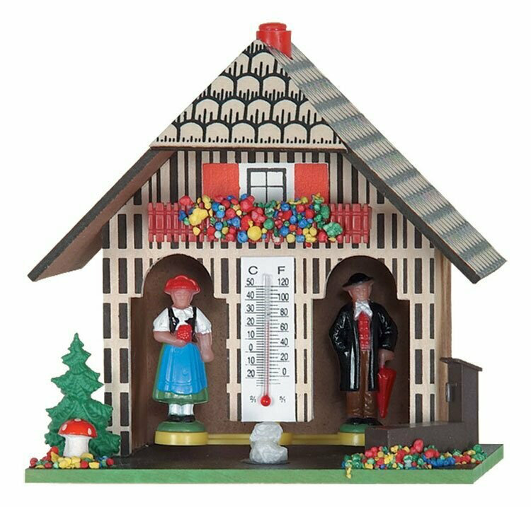  Maison de campagne allemande sculptée à la main en bois H 5 po avec des personnages d'homme et de femme