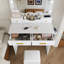 Makeup Vanity Desk with 9 Hollywood Bulbs, 4 Drawers and Stool 80*40*136 cm MDF 2 Pieces Makeup Vanity White - 9 Hollywood Bulbs, Power Socket, Includes Stool