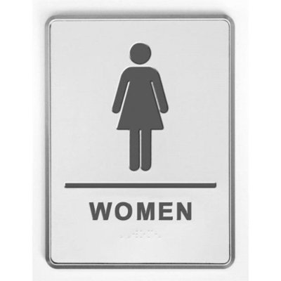 Aluminium Restroom Sign for Woman with Braille