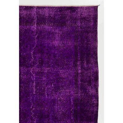 6.5x9.6 Ft Handmade Turkish Area Rug Over-dyed in Purple Color for Modern Interiors