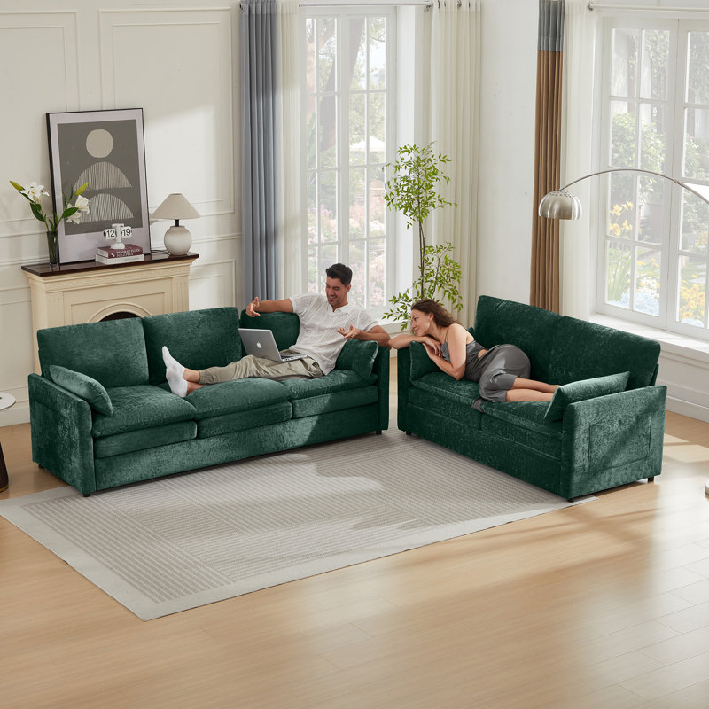  Ensemble de salon 2 pièces avec revêtement moderne, Vert