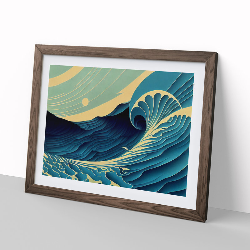 Art Deco Ocean Wave, Brown, 46cm H x 64cm W