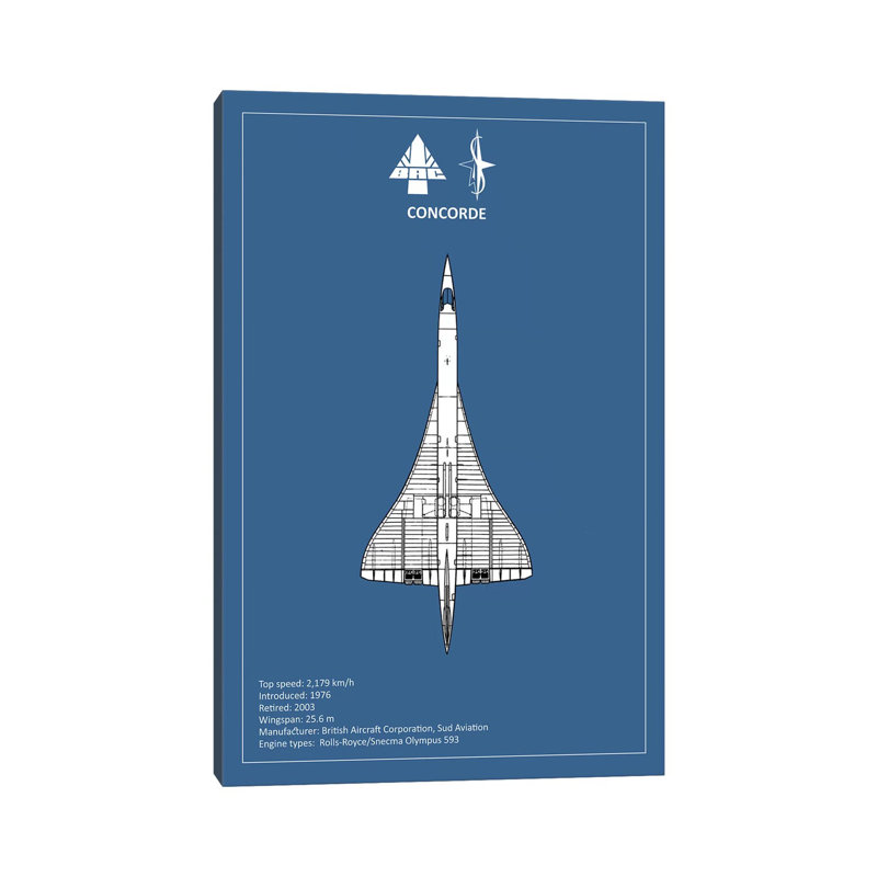 BAE Concorde by Mark Rogan - Print on Canvas, Wrapped Canvas, 101.6 cm H x 66.04 cm W x 3.175 cm D