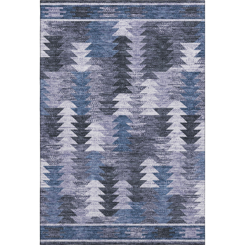 Tapis bleu Prisco lavable à la machine de qualité supérieure, Rectangle 9 pi x 12 pi