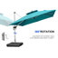 Parasol d'extérieur carré en porte-à-faux double 12 pi avec base et housse de parasol, bleu turquoise-1894668913