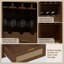 Buffet 51 "en rotin avec porte-bouteilles amovible et porte-verres, buffet de rangement Boho Farmhouse pour l'entrée de la salle à manger de cuisine, noyer-897322653