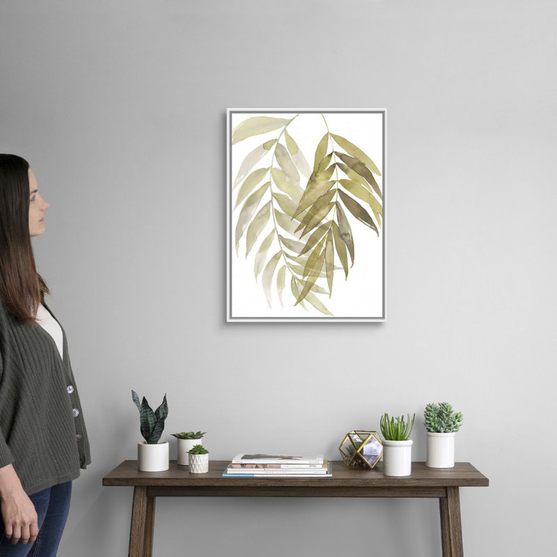 «Palm Embrace I», art mural sur toile, H 26 po x l 20 po, Toile avec cadre blanc