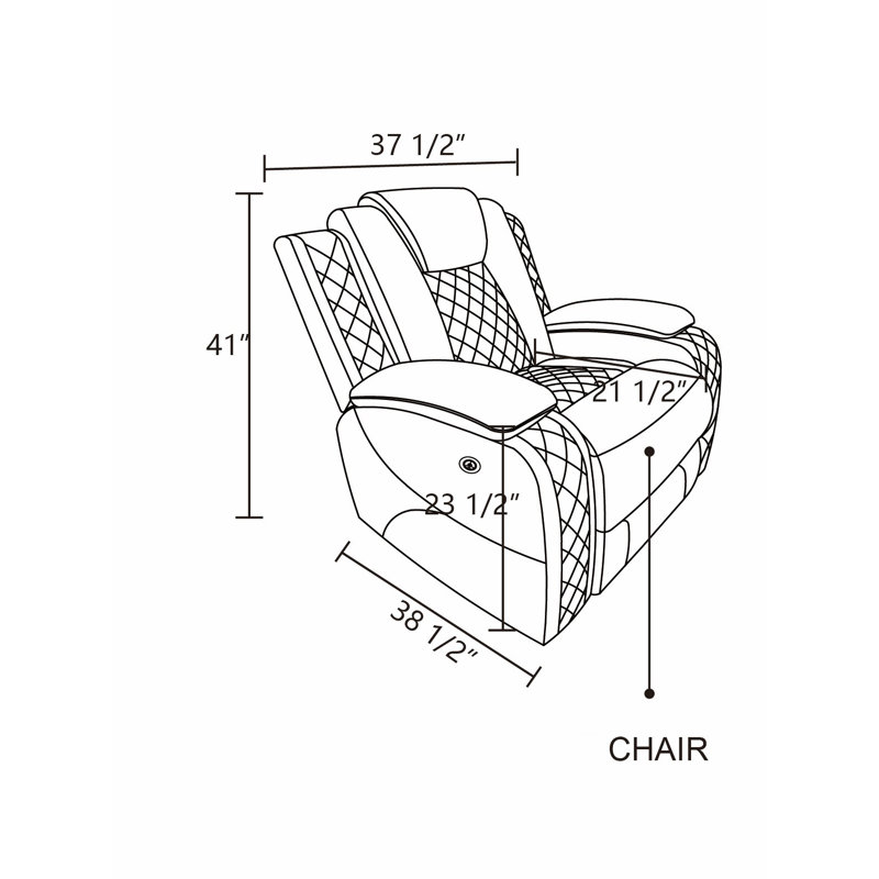 Fauteuil inclinable électrique en cuir respirant de 37 po de largeur avec accoudoirs de rangement et lumières DEL bleues