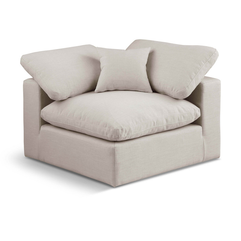 Fauteuil d'angle 40 po, Tissu beige texturé en lin
