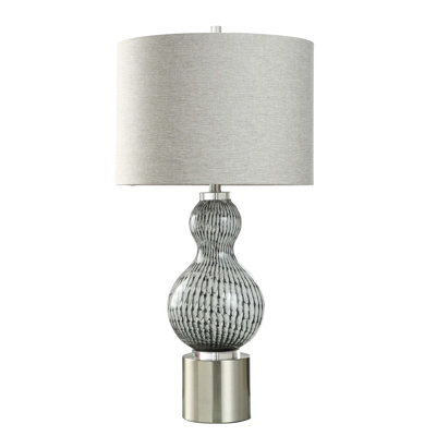 Gris trésor - lampe de table en verre - abat-jour gris chiné