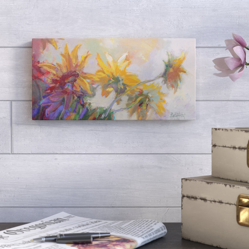 «Three Long Blossoms» par Beth A. Forst, reproduction sur toile, H 24 po x l 48 po x P 2 po, Toile tendue