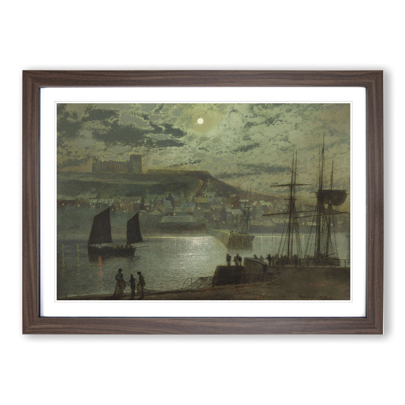 Whitby Harbour Vol.2 by John Atkinson Grimshaw - Picture Frame Painting, 36cm H x 48cm W x 2cm D, Walnut