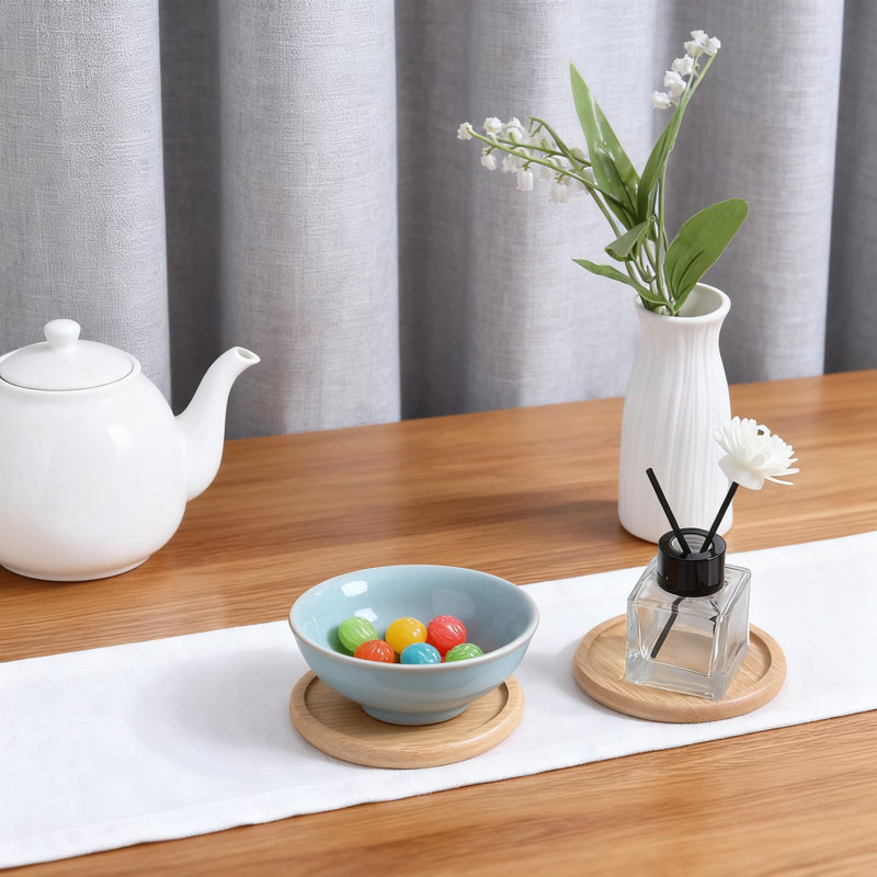 Ensemble de sous-verres en bambou naturel avec support, sous-verres 8 pièces pour boissons chaudes et froides, surface antidérapante et antiadhésive, protège les tables et rehausse la décoration intérieure