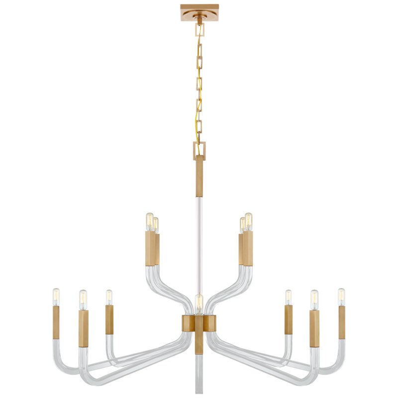 Chapman & Myers Reagan Medium Two Tier Chandelier, Antique-Burnished Brass, 27" H x 32" W x 32" D
