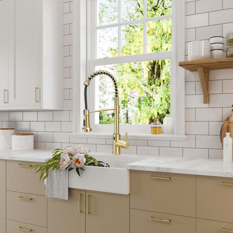 Fapully Pull Down Touchless Kitchen Faucet, Brushed Gold