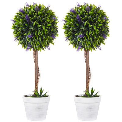 60cm Faux Flowering Topiary in Pot
