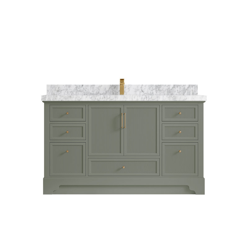 Alys 60'' Single Bathroom Vanity with Top, Carrara Marble