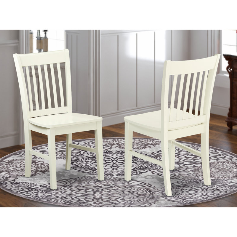Norfolk Dining Room Chairs - Slat Back Solid Wood Seat Chairs, Set of 2, Linen White, Linen White