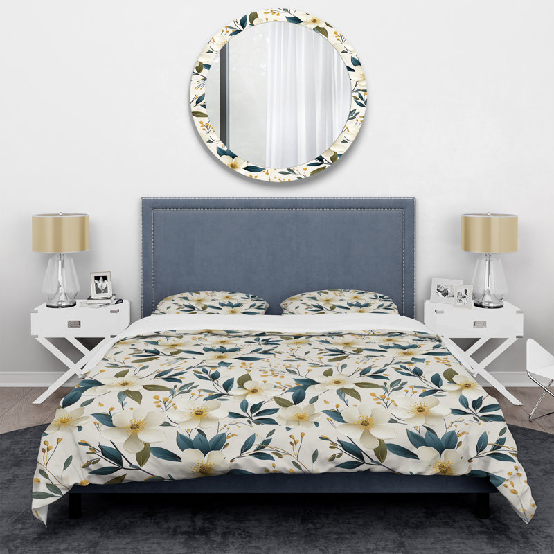 Ensemble de housse de couette White Poppies Floral Tranquility III - Floral