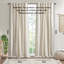 Panneau de rideau en coton ivoire avec rayures en chenille, 50 x 84 po | Rideau doublé pour le salon / la chambre à coucher-535162283-535162293