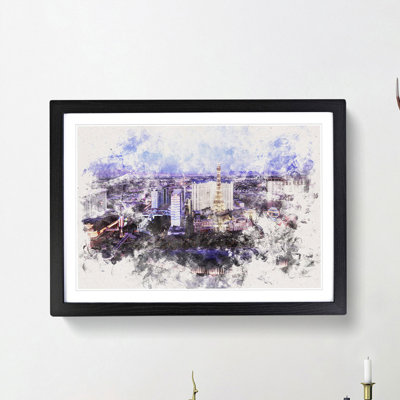 The Las Vegas Strip & Skyline in Nevada Watercolour - Picture Frame Graphic Art Print on MDF