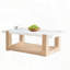 Table basse moderne moderne avec plateau en faux marbre - deux tons naturel et blanc