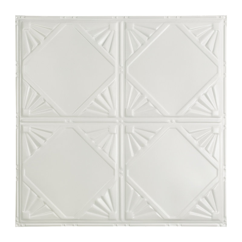 Carreau de plafond clouté Great Lakes Tin Erie 2 pi x 2 pi (paquet de 5), Blanc mat