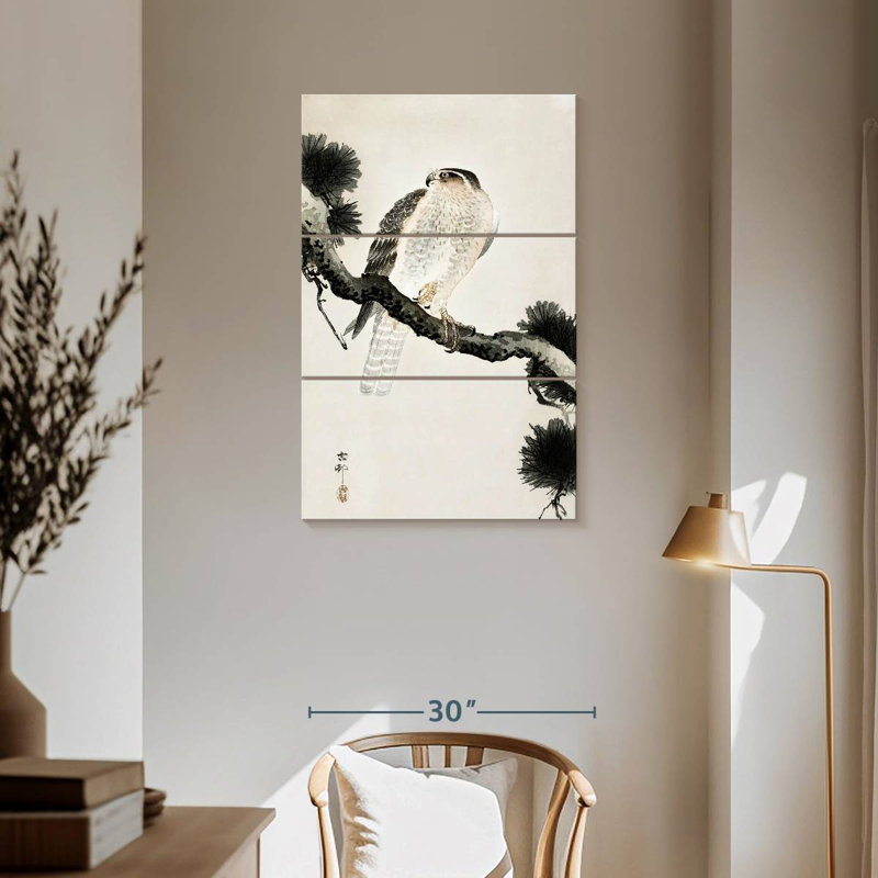 Brampt Hawk On Pine Branch, 57" H x 36" W